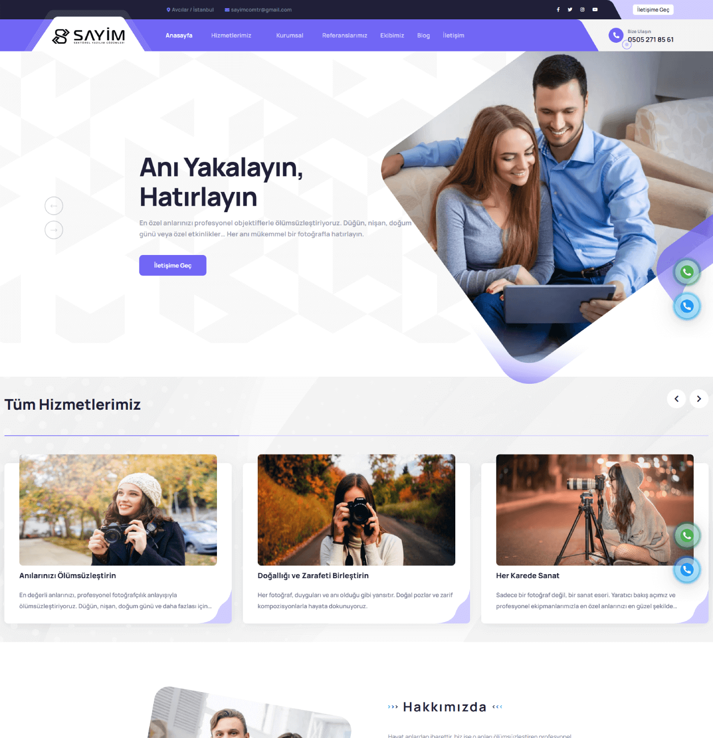 Fotoğrafçı Temalı Kurumsal Yazılım